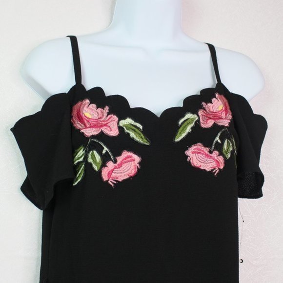 A. Byer Open Shoulder Floral Embellished D… - Picture 2 of 12